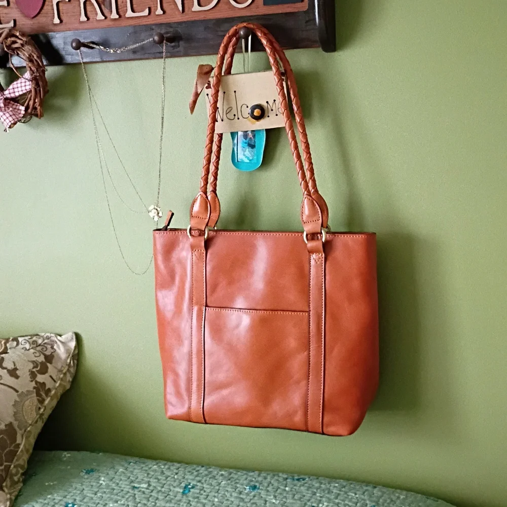 Patricia Nash Tan Shoulder/Tote Bag with Brass Medallion Accent - Picture 3 of 12